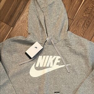 Nike Heather Gray Hoodie with White Logo